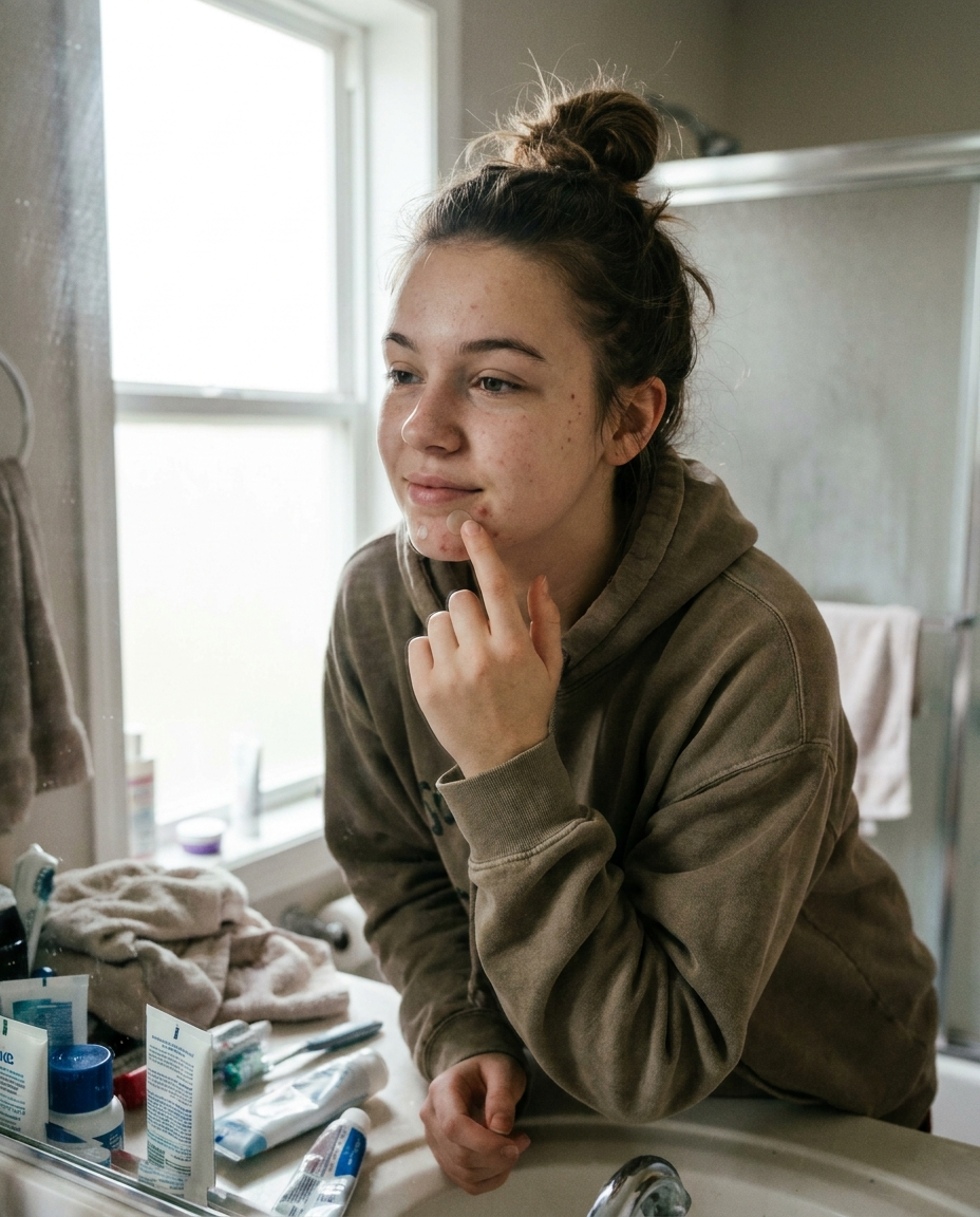 Applying an AcneEase pimple patch