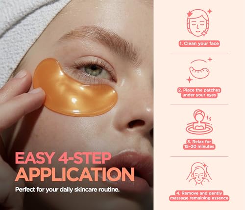 AcneEase Parches para Ojeras — Hidrogel de Colágeno Oro (24 Pares)