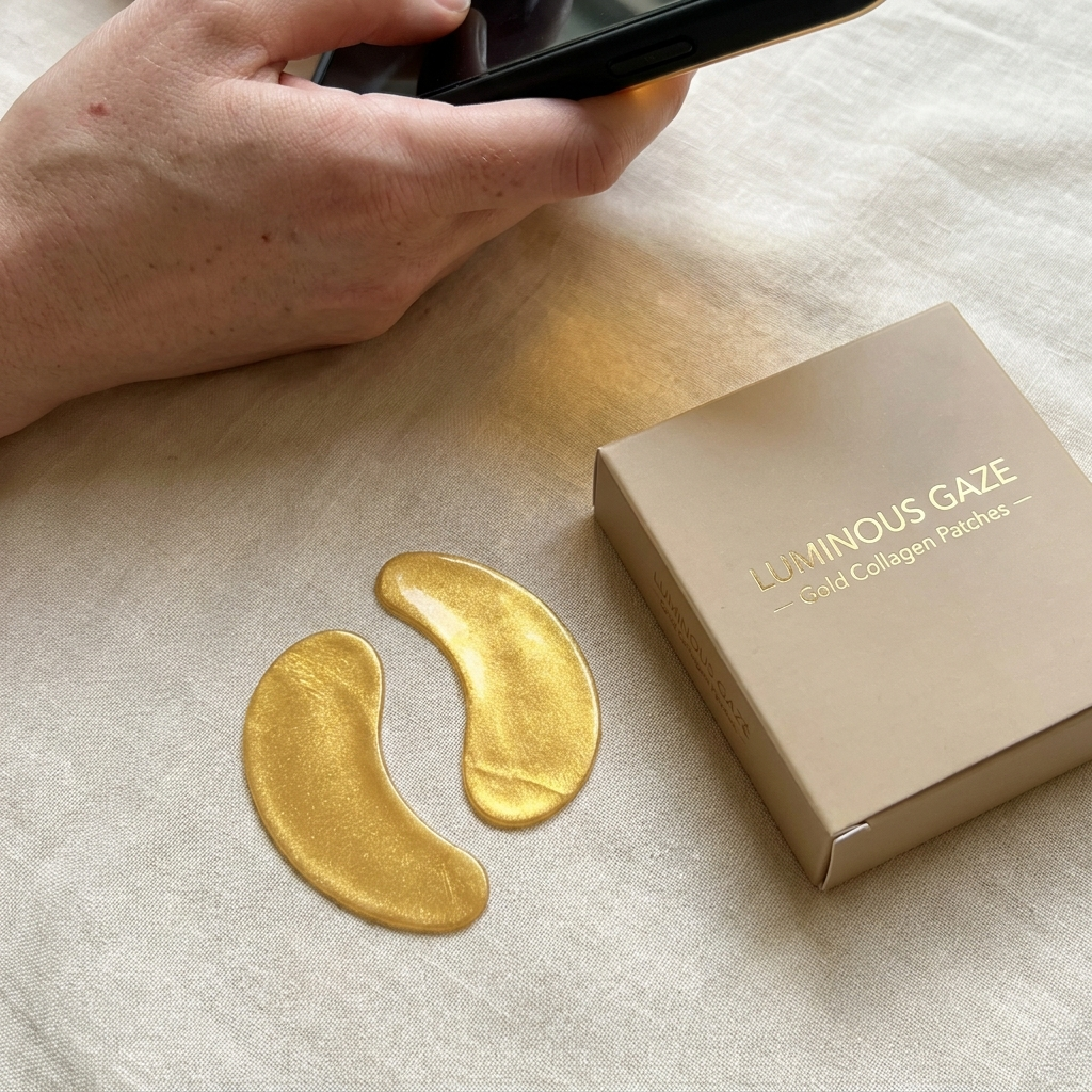 Adesivos de gel dourado para os olhos
