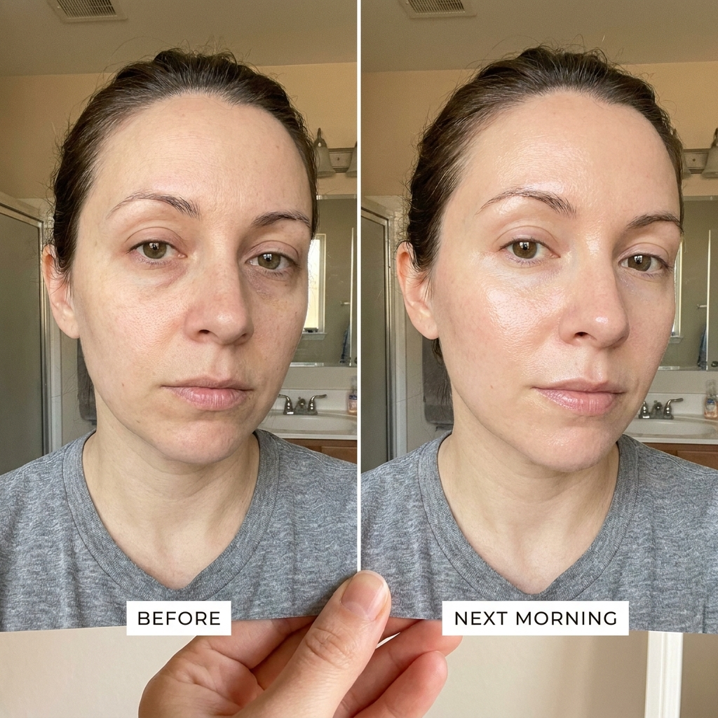Antes e depois da máscara facial